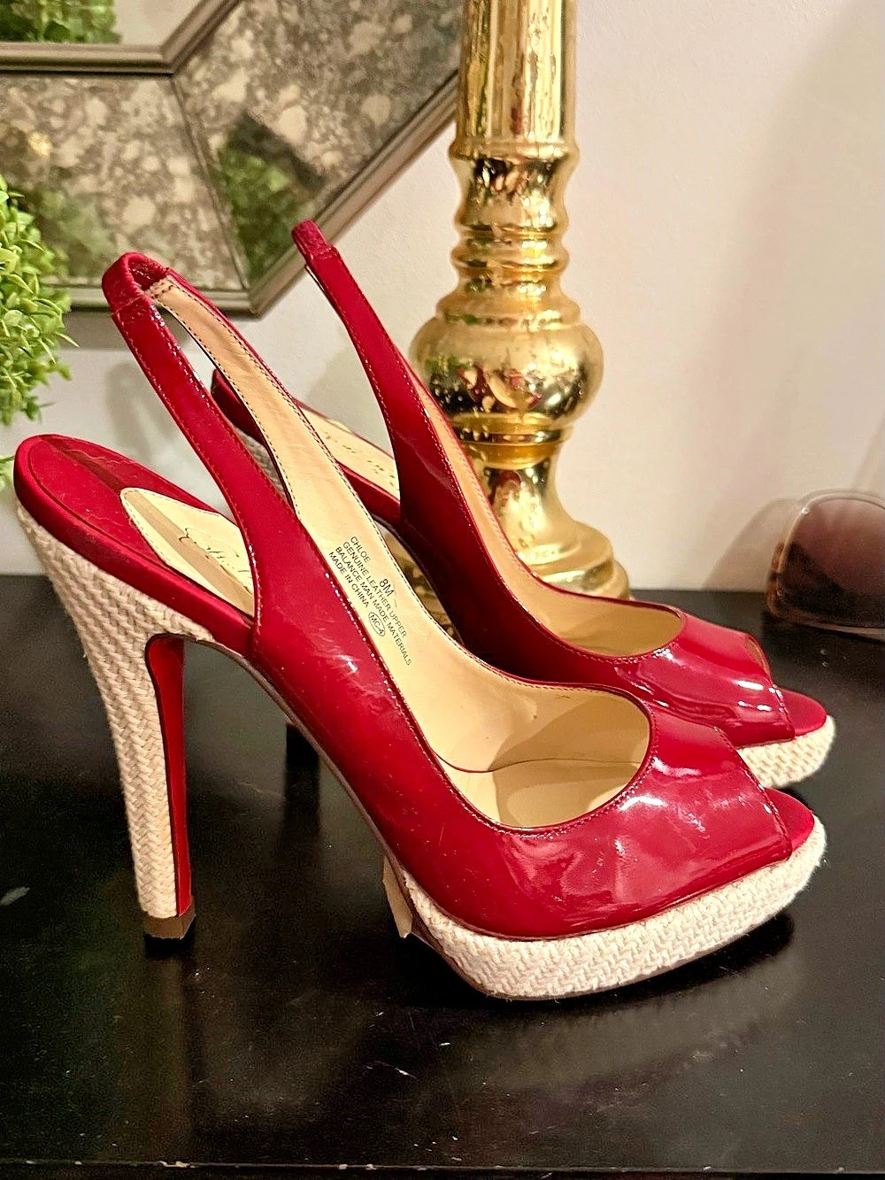 Oh...DEER! Red & Cream Patent Platform Slingback Heels